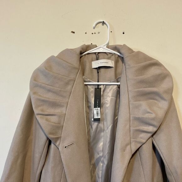 Tahari Abigail Wool Shawl Collar Coat Beige - Picture 10 of 16